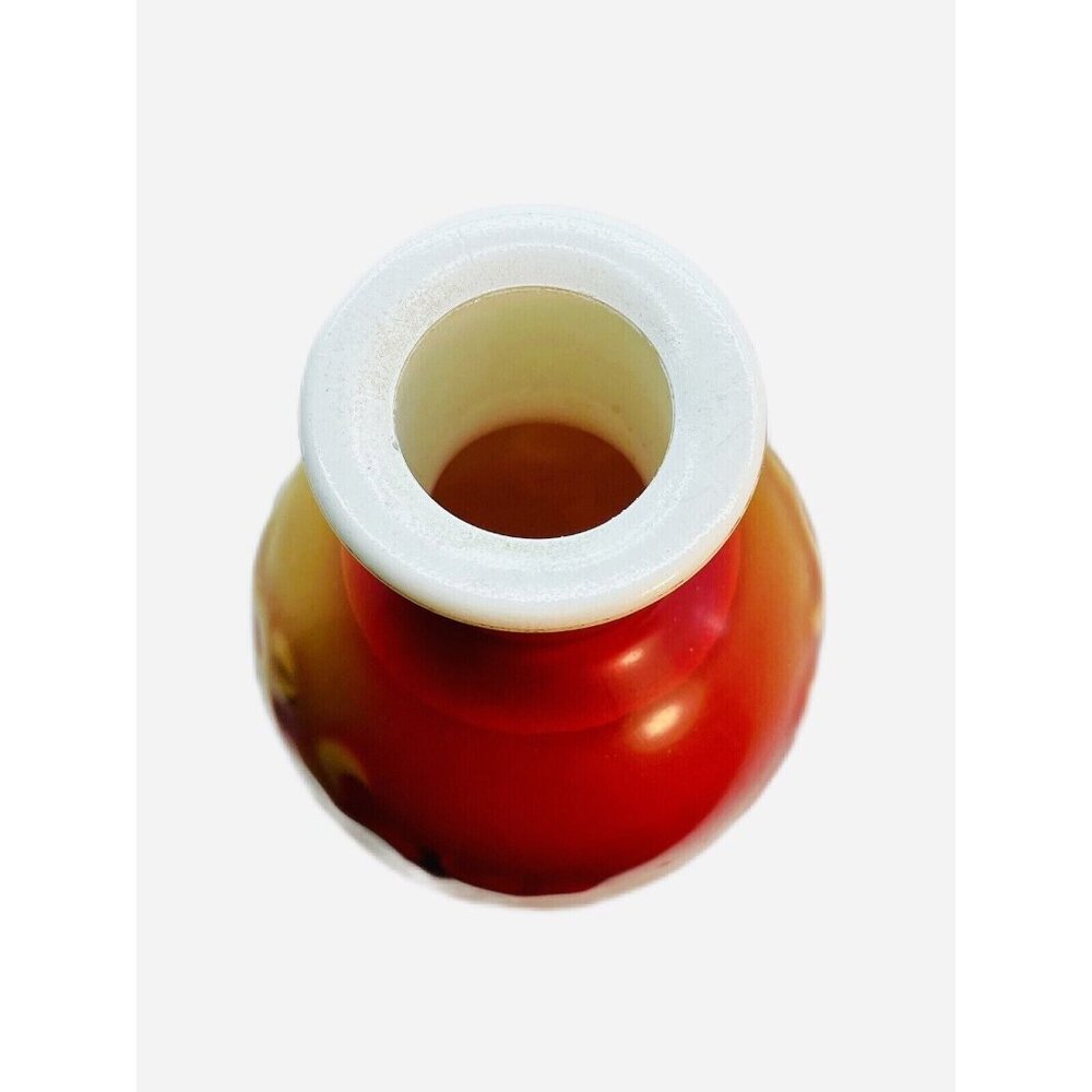VTG Avon Vase Embossed Milk Glass Fragranced Spring Bouquet Red Orange 6.5" 1981 - Picture 5 of 7